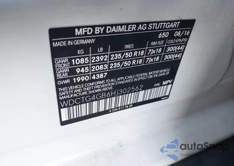 2017 Mercedes-Benz Gla 250 4Matic z USA, uszkodzony, nr VIN WDCTG4GB6HJ302562